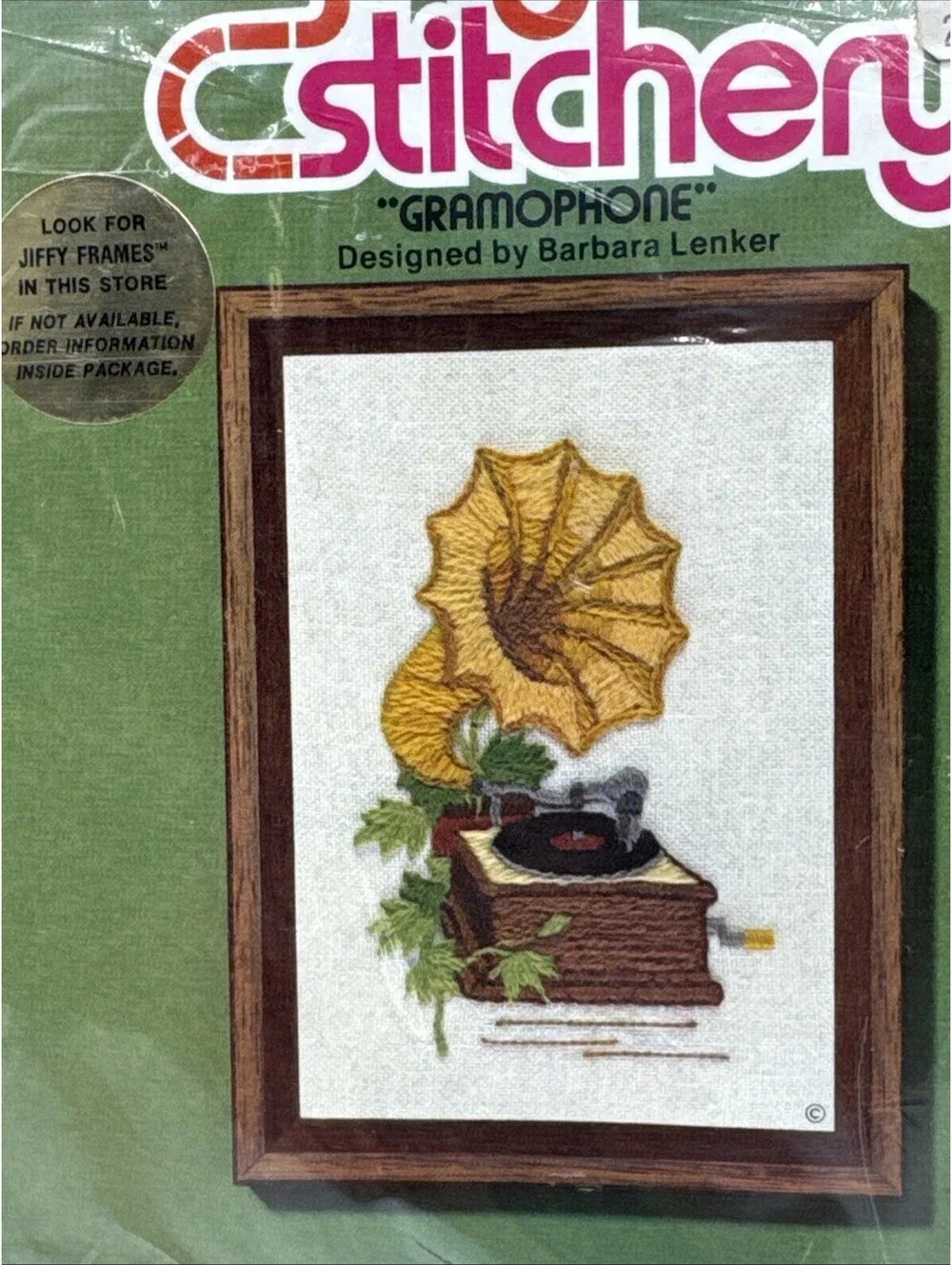 Sunset Designs Jiffy Stitchery Radio #391 & Gramophone #390 Embroidery Kits 1975
